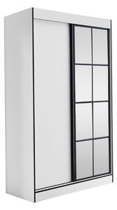 Šatníková skriňa s posuvnými dvermi Birelto II 120 2D, Farby: biela / biela + čierna Mirjan24 5903211158339