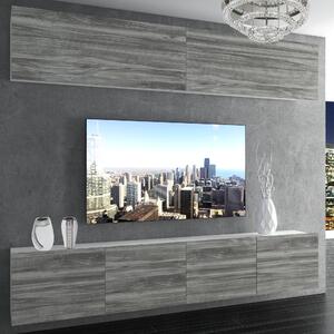 Obývacia stena Belini Premium Full Version šedý antracit Glamour Wood + LED osvetlenie Nexum 96
