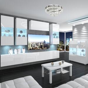 Obývacia stena Belini Premium Full Version biely lesk + LED osvetlenie Nexum 75