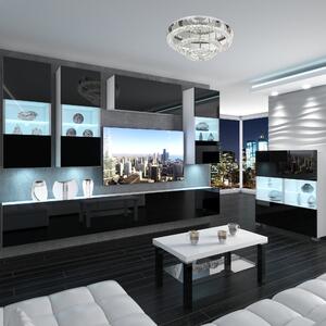 Obývacia stena Belini Premium Full Version čierny lesk + LED osvetlenie Nexum 80