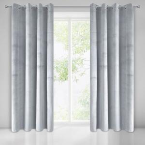 Svetlosivé hotové závesy so zavesením na kruhy materiálu velvet 140 x 250 cm