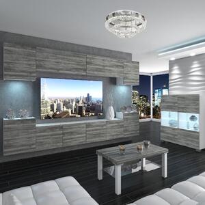 Obývacia stena Belini Premium Full Version šedý antracit Glamour Wood+ LED osvetlenie Nexum 71