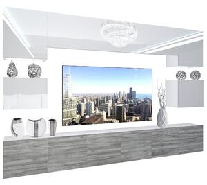 Obývacia stena Belini Premium Full Version biely lesk / šedý antracit Glamour Wood + LED osvetlenie Nexum 40 Výrobca