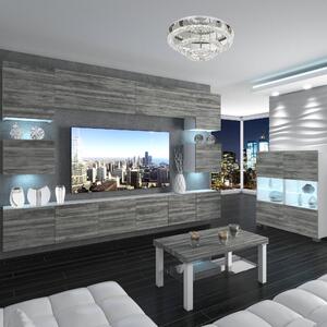Obývacia stena Belini Premium Full Version šedý antracit Glamour Wood+ LED osvetlenie Nexum 49