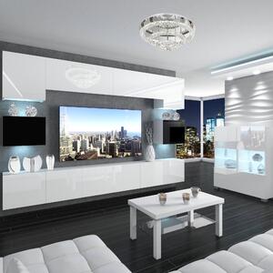 Obývacia stena Belini Premium Full Version biely lesk / čierny lesk + LED osvetlenie Nexum 38