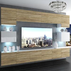 Obývacia stena Belini Premium Full Version dub sonoma / biely lesk + LED osvetlenie Nexum 41