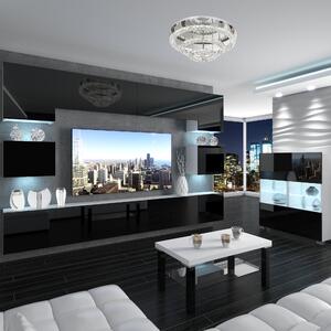 Obývacia stena Belini Premium Full Version čierny lesk + LED osvetlenie Nexum 47