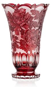 Bohemia Crystal Ručne brúsená váza Peóny Rubín 305mm