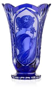 Bohemia Crystal Ručne brúsená váza Primrose Feather Modrá 305mm