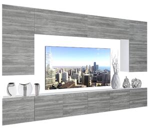 Obývacia stena Belini Premium Full Version šedý antracit Glamour Wood + LED osvetlenie Nexum 33