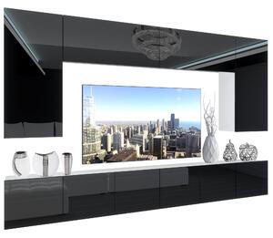 Obývacia stena Belini Premium Full Version čierny lesk + LED osvetlenie Nexum 27