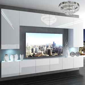 Obývacia stena Belini Premium Full Version biely lesk + LED osvetlenie Nexum 19