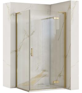Rea Hugo, 1-krídlová sprchová kabína 100(dvere) x 80(stena) x 200,5 cm, zlatá matná, KPL-K8415