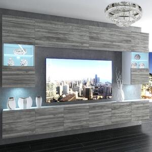 Obývacia stena Belini Premium Full Version šedý antracit Glamour Wood + LED osvetlenie Nexum 11