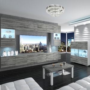 Obývacia stena Belini Premium Full Version šedý antracit Glamour Wood + LED osvetlenie Nexum 11