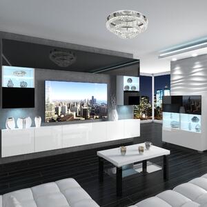 Obývacia stena Belini Premium Full Version čierny lesk / biely lesk + LED osvetlenie Nexum 2