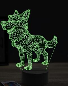 Beling 3D lampa, kreslený pastiersky pes, 7 farebná OR9