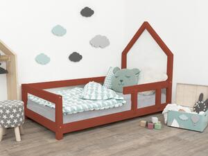 Benlemi Detská posteľ domček POPPI s bočnicou Zvoľte farbu: Nelakovaná, Rozmer: 90x160 cm, Strana: Vľavo
