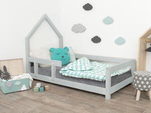 Benlemi Detská posteľ domček POPPI s bočnicou Zvoľte farbu: Svetlo sivá, Rozmer: 80x160 cm, Strana: Vľavo