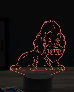 Beling 3D lampa, pes zo srdcom, 7 farebná OR11