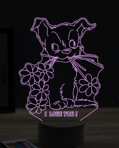 Beling 3D lampa, pes s kvetmi, 7 farebná OR12