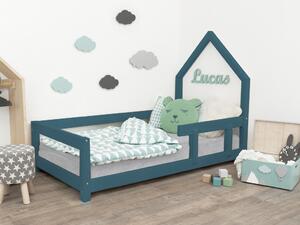 Benlemi Detská posteľ domček POPPI s bočnicou Zvoľte farbu: Tmavo sivá, Rozmer: 90x200 cm, Strana: Vľavo