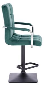 LuxuryForm Barová stolička VERONA VELUR na čierne základni - zelená