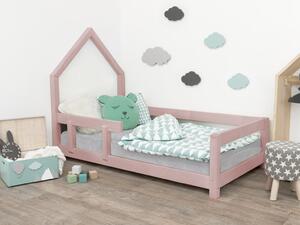 Benlemi Detská posteľ domček POPPI s bočnicou Zvoľte farbu: Tmavo sivá, Rozmer: 90x180 cm, Strana: Vľavo