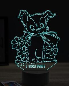 Beling 3D lampa, Dog love flowers, 16 farebná, PS13