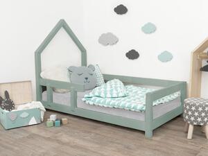 Benlemi Detská posteľ domček POPPI s bočnicou Zvoľte farbu: Tmavo sivá, Rozmer: 90x160 cm, Strana: Vpravo