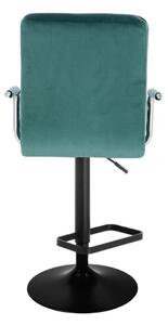 LuxuryForm Barová stolička VERONA VELUR na čiernom tanieri - zelená