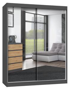 TP Living Šatníková skriňa IGA so zrkadlom 160 cm antracitový dub Artisan