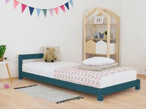 Benlemi Detská jednolôžková posteľ s čelom DREAMY Rozmer: 90x160 cm, Zvoľte farbu hranolov: Nelakovaná, Zvoľte farbu plôch: Tmavo sivá