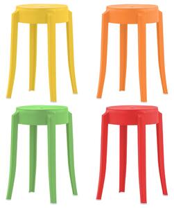 Stohovateľné stoličky 4 ks rôznofarebné plastové