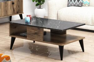 Hanah Home - Dizajnový konferenčný stolík LIDYA 90 cm MDF, hnedý, mramorový vzhľad