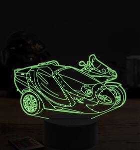 Beling 3D lampa,Zeus motorka zo sajdkárou, 7 farebná ZZ70