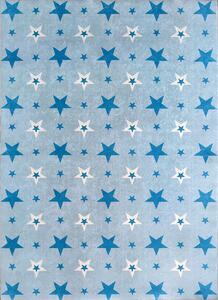 BE Koberec Porte 8461 BLUE – modrý obdĺžnikový, hviezdičky Rozmer: 50x80 cm