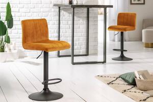 Dizajnová barová stolička Walnut horčicový zamat