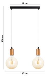 Luster na lanku MIROS 2xE27/60W/230V čierna/medená