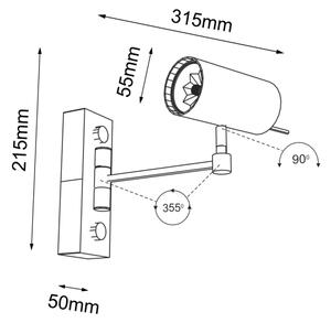 Shilo 2209 - Nástenná lampička FUSSA 1xGU10/15W/230V čierna