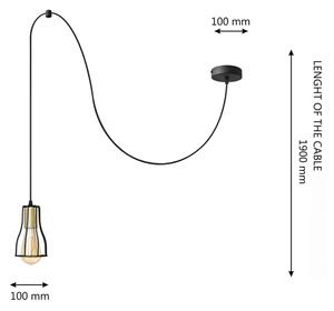 Luster na lanku TUBE 1xE27/15W/230V čierna/zlatá