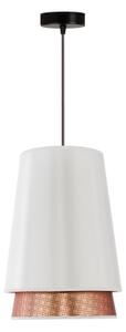 Duolla - Luster na lanku BELL SHINY 1xE27/15W/230V pr. 25 cm biela/medená