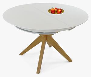 Okrúhly jedálenský stôl biely - rozkladací Ø127 cm