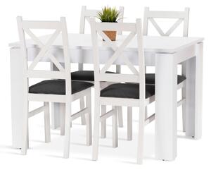 Jedálenská zostava INTER stôl 120x80 + 4 stoličky biela