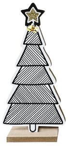 Tutumi - Vianočná drevená dekorácia stromček - čierna / biela - 21 cm