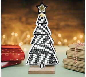 Tutumi - Vianočná drevená dekorácia stromček - čierna / biela - 21 cm