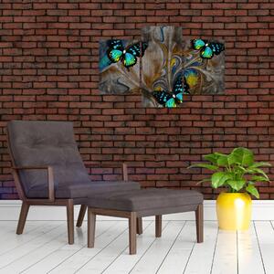 Obraz - Žiariví motýle na obraze (90x60 cm)