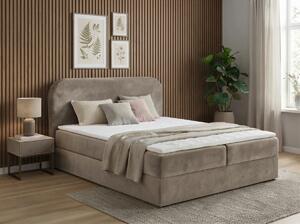 Čalúnená posteľ boxspring FORENA 140x200 cm béžová Matrac: Bonell pružinová matrac