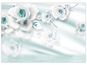 Obraz - Tyrkysové kvety ruží (70x50 cm)