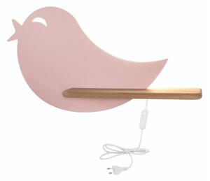 LED Detské nástenné svietidlo s poličkou BIRD LED/5W/230V ružová/drevo